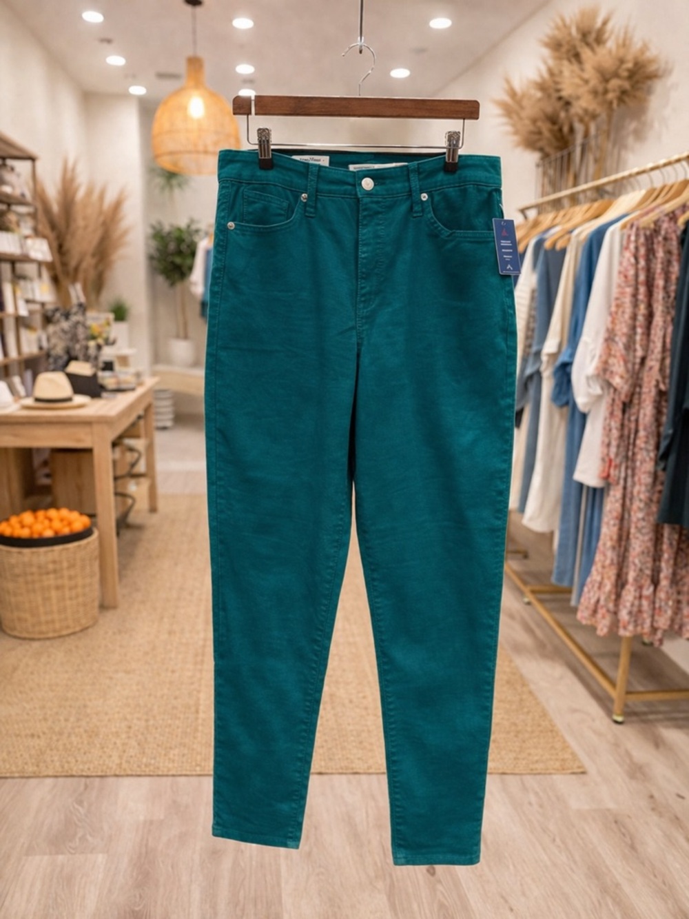 Crown & Ivy Emerald Green High Rise Skinny Jeans NWT Size 10R Stretch Denim